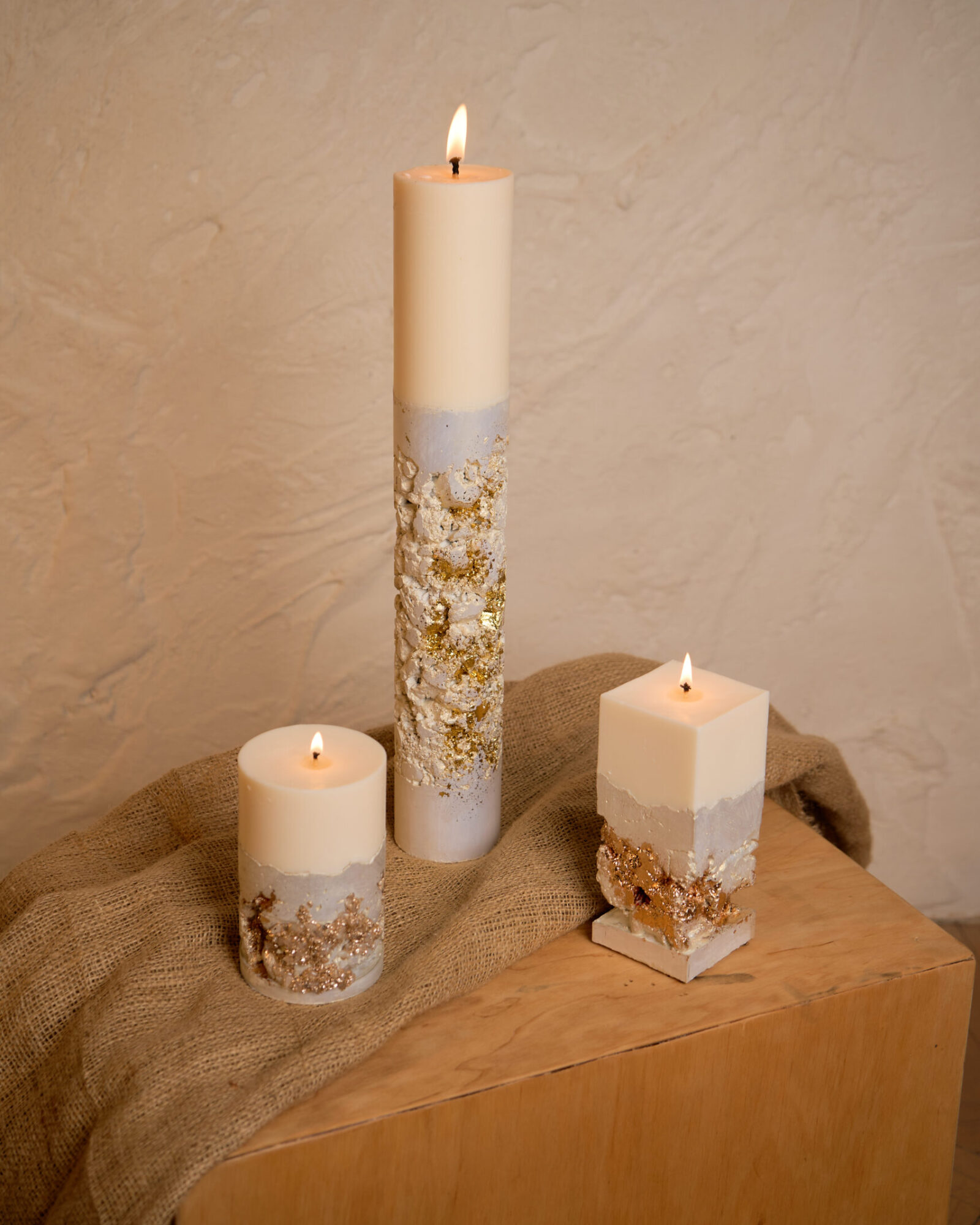 handgemachte betonkerzen – drei designs zur auswahl